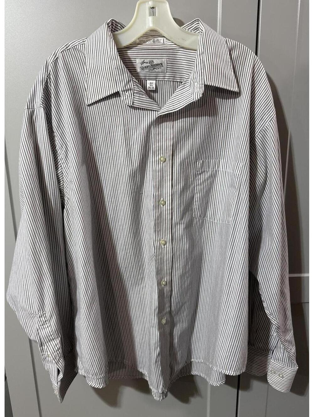 Vintage Sears Roebuck Big & Bold Striped Button-Up Shirt - Size 18.5 Big